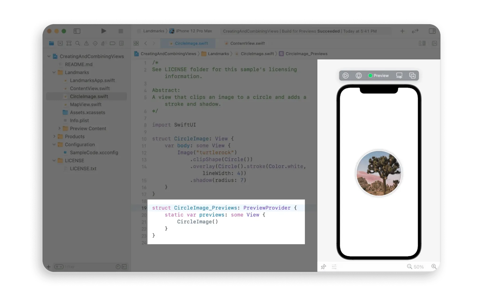 Живое превью SwiftUI в Xcode