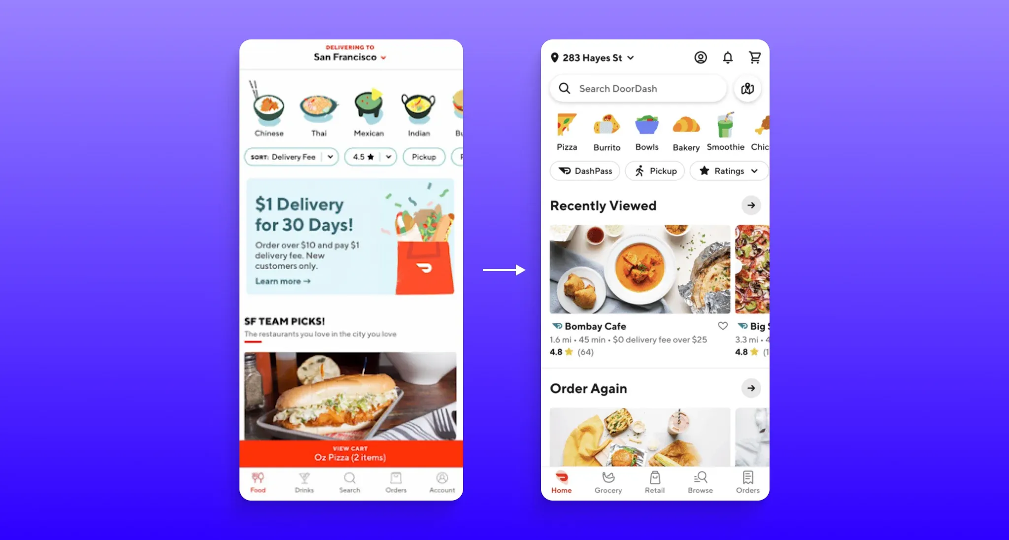 Обновление главное страницы DoorDash