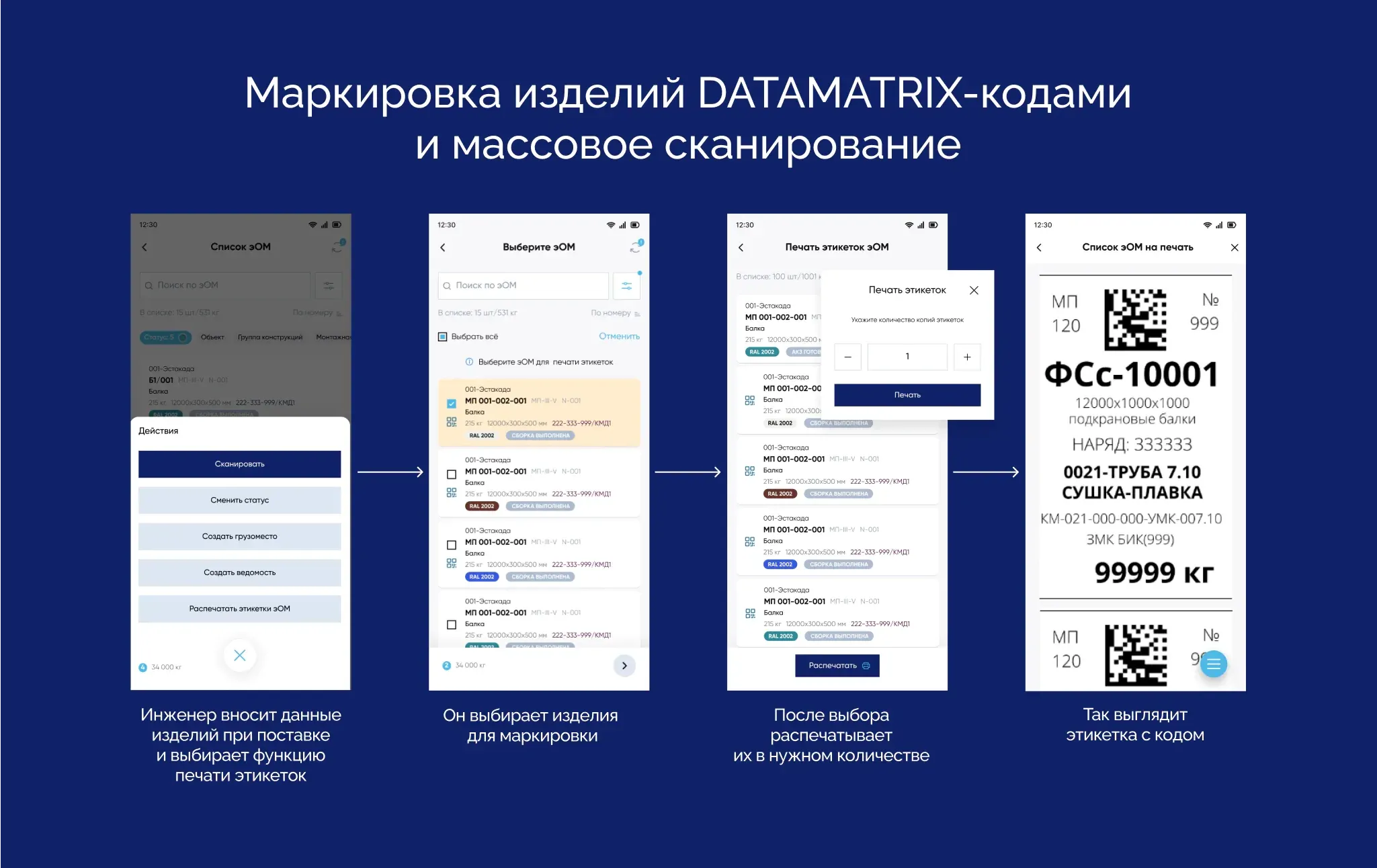 Datamatrix-коды для массового сканирования изделий на заводе