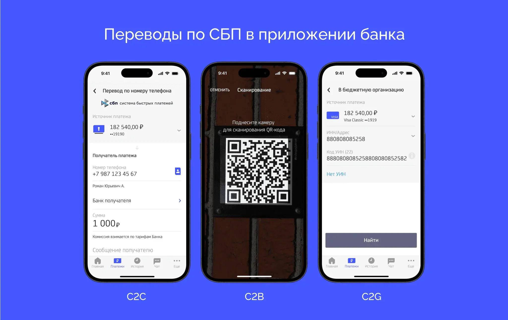 Экран переводов СБП в мобильном банке